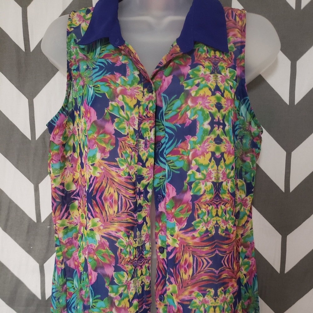 Six Degrees Sheer Button-Up Tank